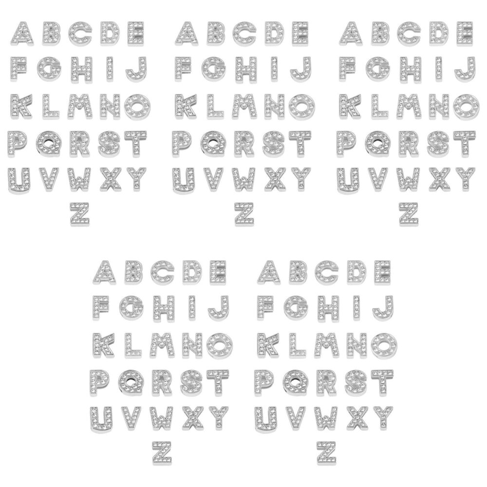 2455 130 Pack Silver A-Z 8mm Full Rhinestone Slide Crystal Alphabet Letter